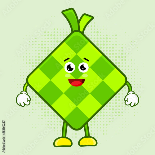 Cute Ketupat Character, Cute Ketupat Character is a charming Indonesian food mascot design featuring a lovable ketupat character that's perfect for a variety of applications