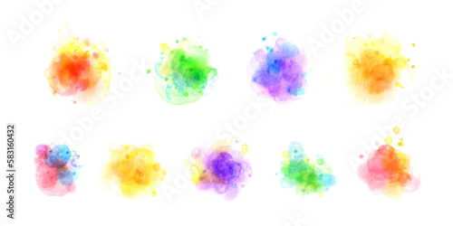 Abstract rainbow color spots made by watercolor