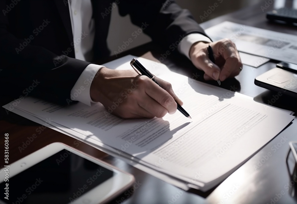 Business man Reading a document, Created with generative AI Business man Reading a document, Created with generative AI