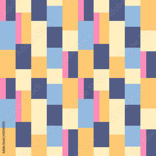 Geometric Vector Seamless Pattern with Multicolored Rectangles. Simple Abstract Graphic Design for Wallpaper, Scrapbooking, Web Banner, Textiles, Cover