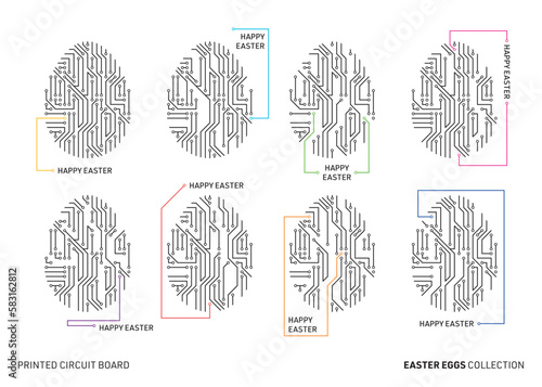 Canvas Print Vector printed circuit board pattern easter eggs