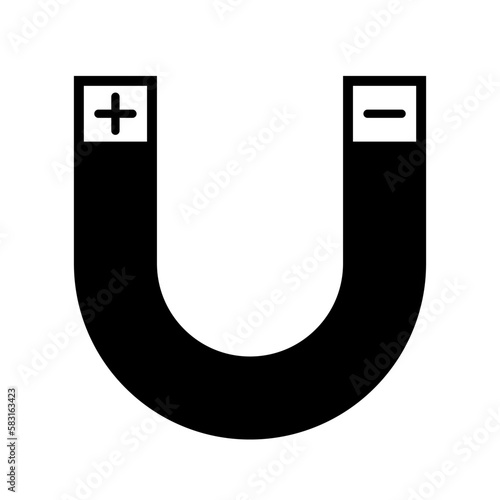 Magnet icon with plus and minus mark. Vector.