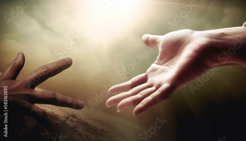 Hand offering help to lost sinner salvation Generative AI Illustration © SVasco