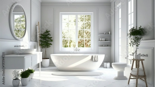 luxury apartment bathroom interior design by generative ai © Graphicnoell