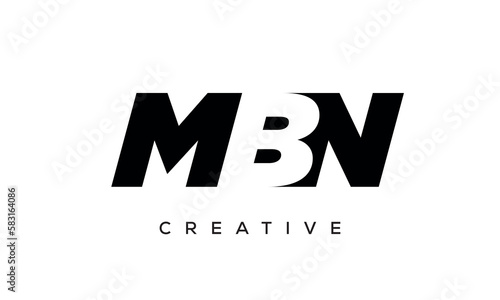 MBN letters negative space logo design. creative typography monogram vector 