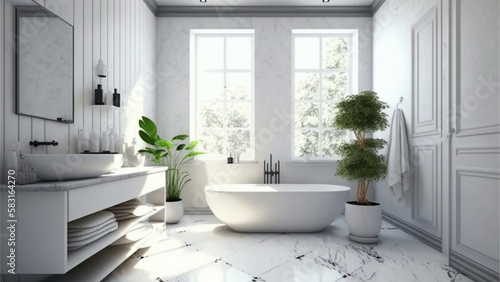 luxury apartment bathroom interior design by generative ai