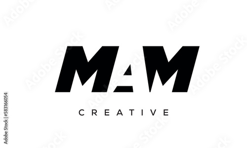 MAM letters negative space logo design. creative typography monogram vector	
