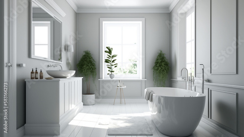 luxury apartment bathroom interior design by generative ai © Graphicnoell