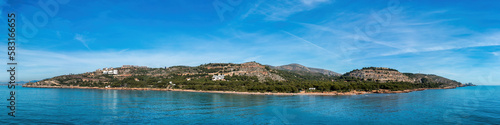 Panoramic View of La Renegà Beach in Oropesa del Mar from the Sea: A Serene Destination for Beach Lovers and Nature Enthusiasts © Peter Togel