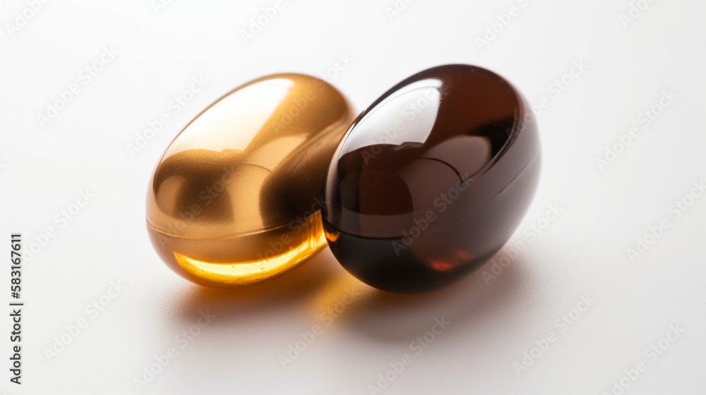 Honey and Coffee Colored Pills on a White Background , generated by IA Honey and Coffee Colored Pills on a White Background , generated by IA