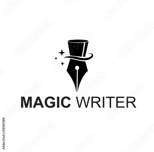 magic writer logo design concept
