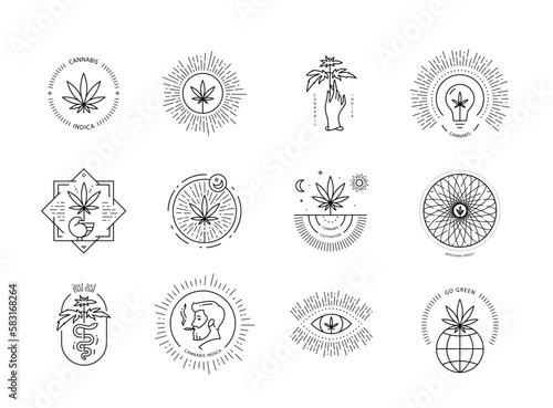Cannabis Logos or Badges Set