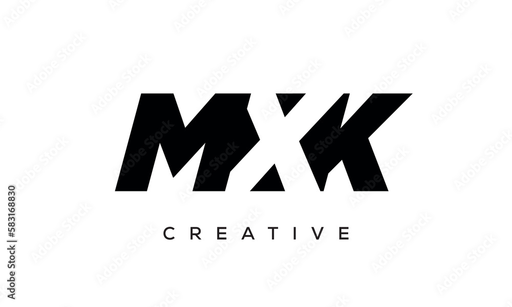 MXK letters negative space logo design. creative typography monogram vector MXK letters negative space logo design. creative typography monogram vector