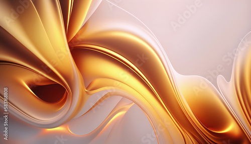 Abstract background of golden swirls with copyspace. AI generated.