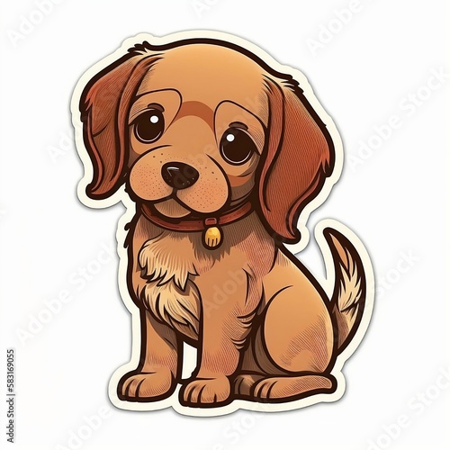 A sticker of a dog that says'dog'on it, generative ai