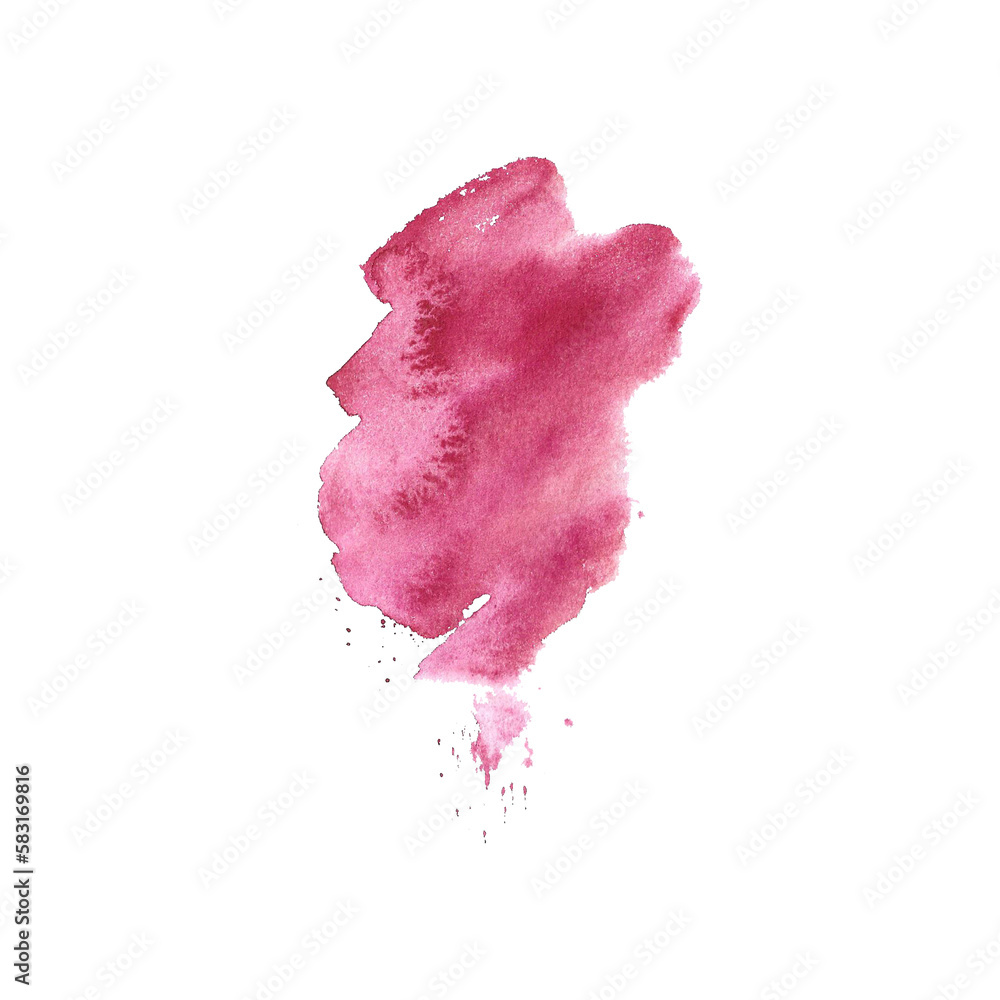 Watercolor stains splatter splashes of red purple. Drawn by hand. Abstract blob of splashes. Banner template