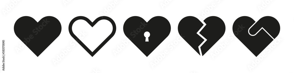 Heart icon set. Different hearts icons Heart icon set. Different hearts icons