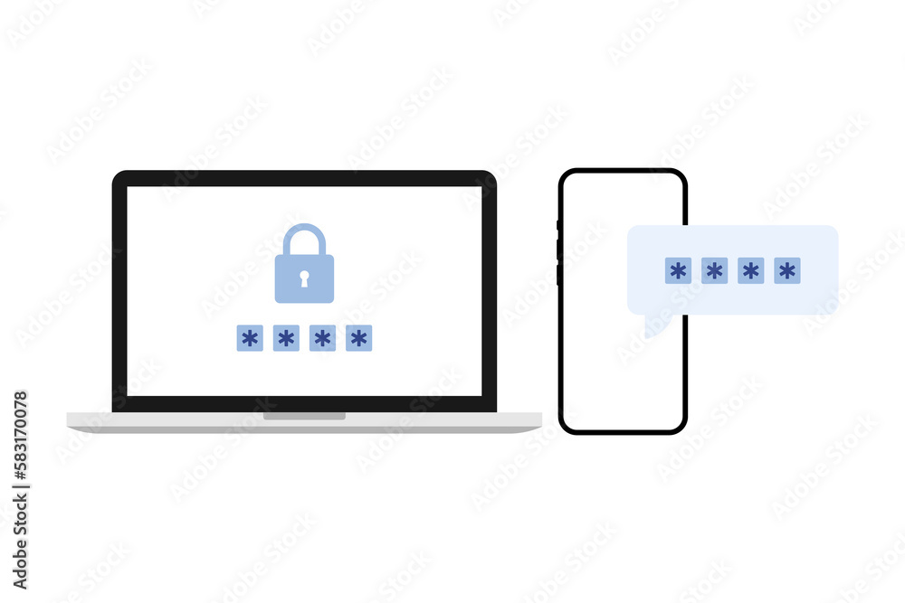 Verification code laptop and smartphone message Verification code laptop and smartphone message