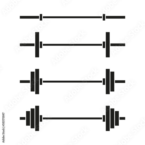 Barbell silhouette icon set simple design