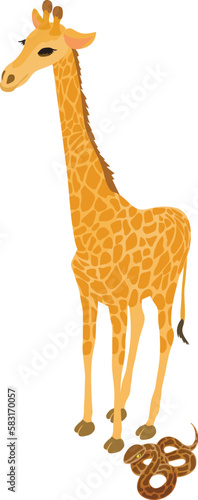 Animal welfare icon isometric vector. Boa constrictor near giraffe animal icon. Biological diversity concept