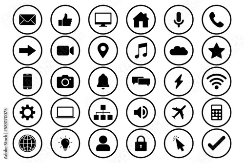 Techno icon set simple design