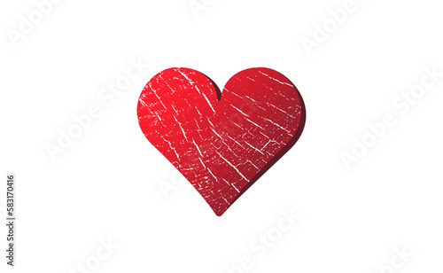 Retro style red heart on white background. Romantic vintage love illustration for use in wedding cards, romantic projects, valentine's day design. 
