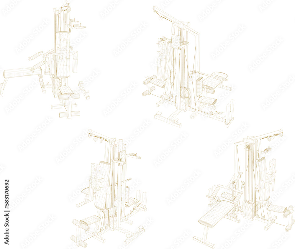 Sketch vector illustration of gym fitness equipment for sport Sketch vector illustration of gym fitness equipment for sport