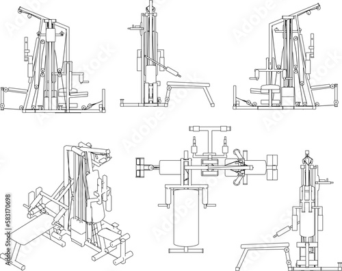 Sketch vector illustration of gym fitness equipment for sport