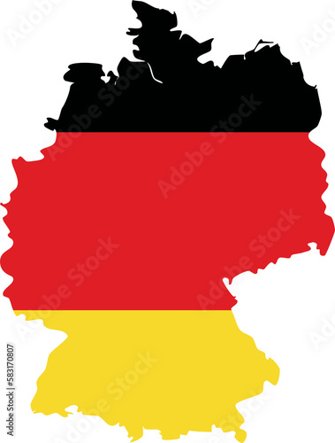 Germany map with national flag.
