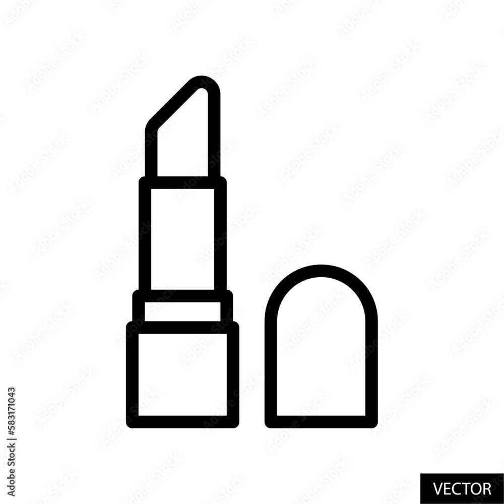 Lipstick vector icon in line style design for website, app, UI, isolated on white background. Editable stroke. Vector illustration. Lipstick vector icon in line style design for website, app, UI, isolated on white background. Editable stroke. Vector illustration.