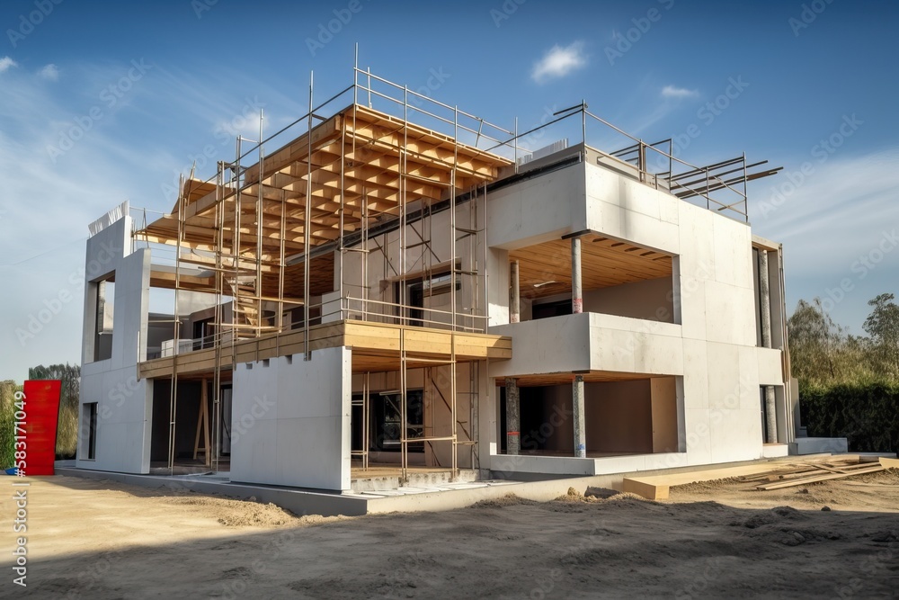 House under construction, building project, generative ai House under construction, building project, generative ai