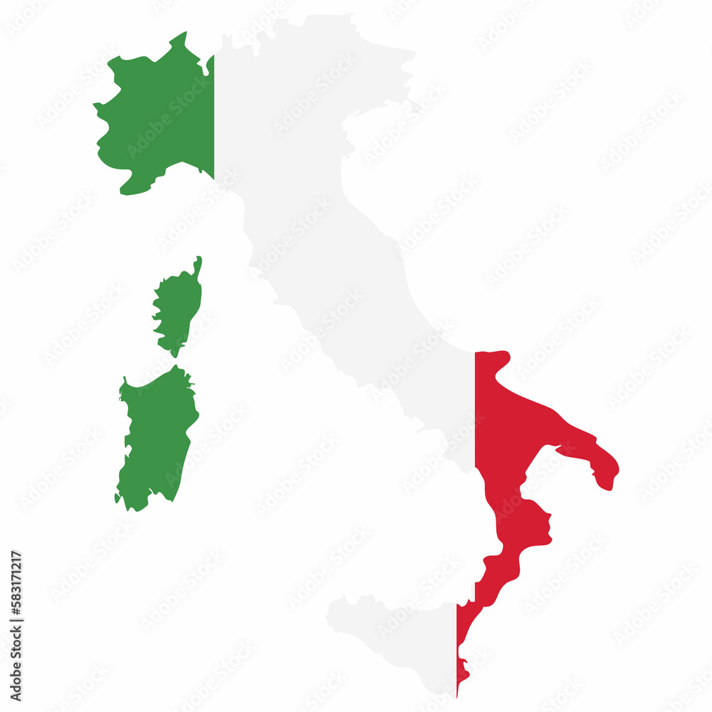 Italy map with national flag.