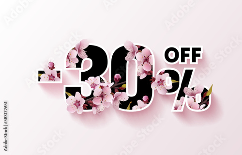 Special spring discount as a gift to the buyer, -30 Percentage off sale. Vector
