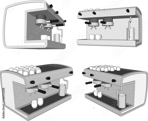 Vector illustration sketch of coffee maker cafe equipment