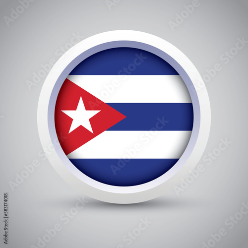 Free Download Cuba Flag Glossy Button on Gray Background. Vector Round Flat Icon - GFXLoad