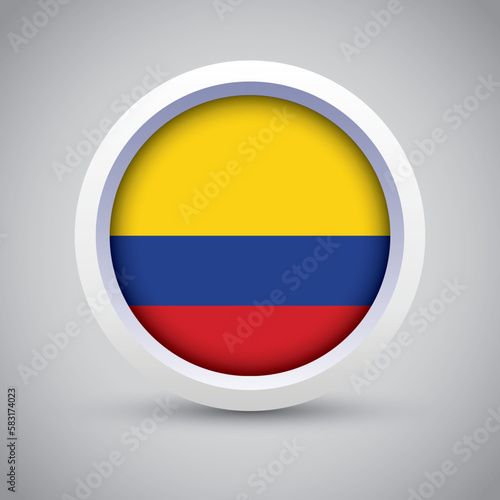 Free Download Colombia Flag Glossy Button on Gray Background. Vector Round Flat Icon - GFXLoad