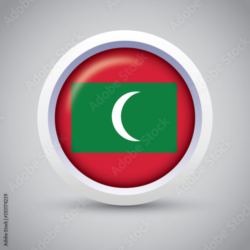 Free Download Maldives Flag Glossy Button on Gray Background. Vector Round Flat Icon - GFXLoad