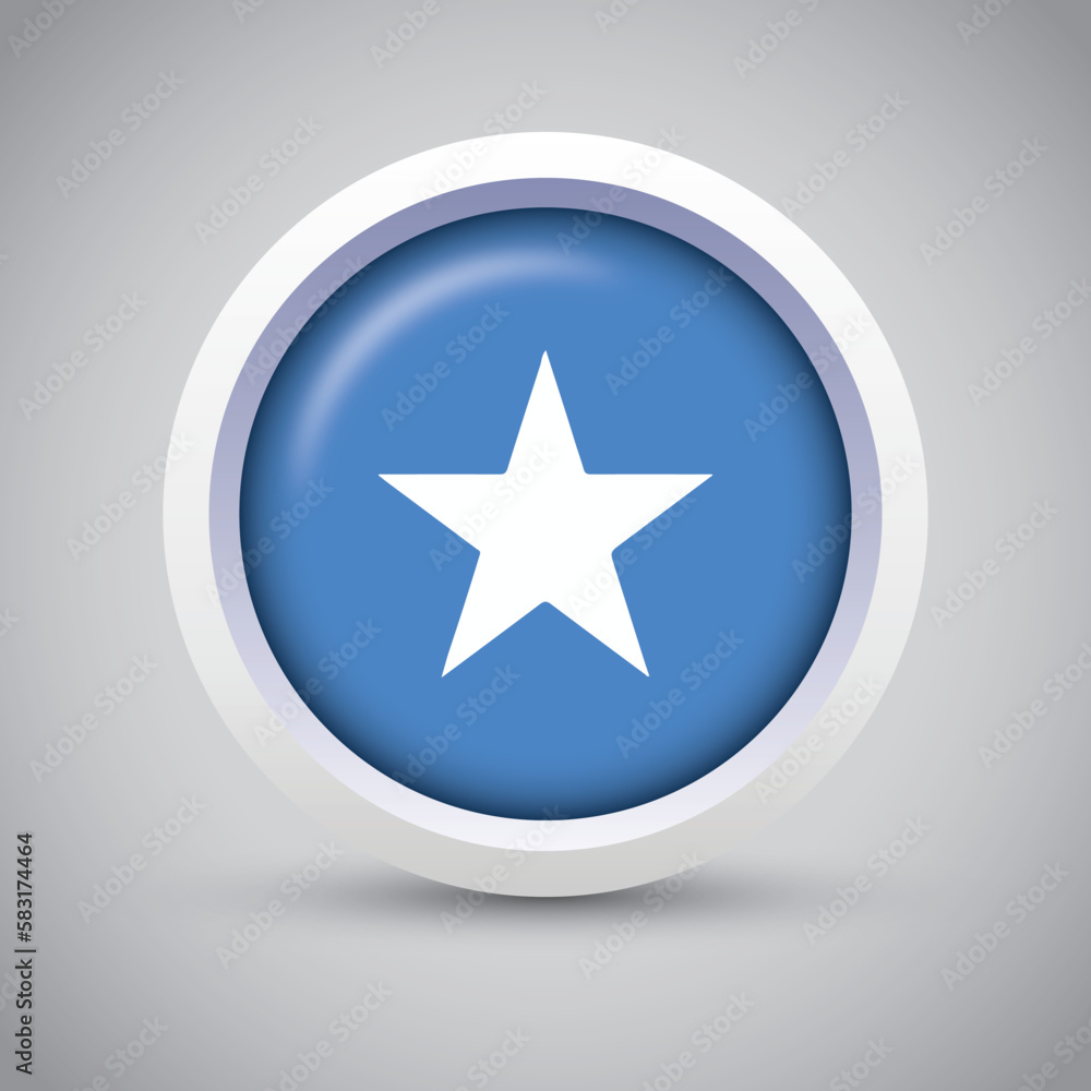Somalia Flag Glossy Button on Gray Background. Vector Round Flat Icon Somalia Flag Glossy Button on Gray Background. Vector Round Flat Icon