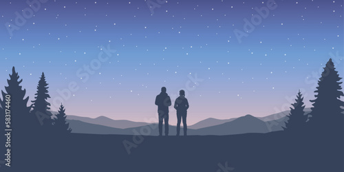 wanderlust adventure couple in the wilderness at night