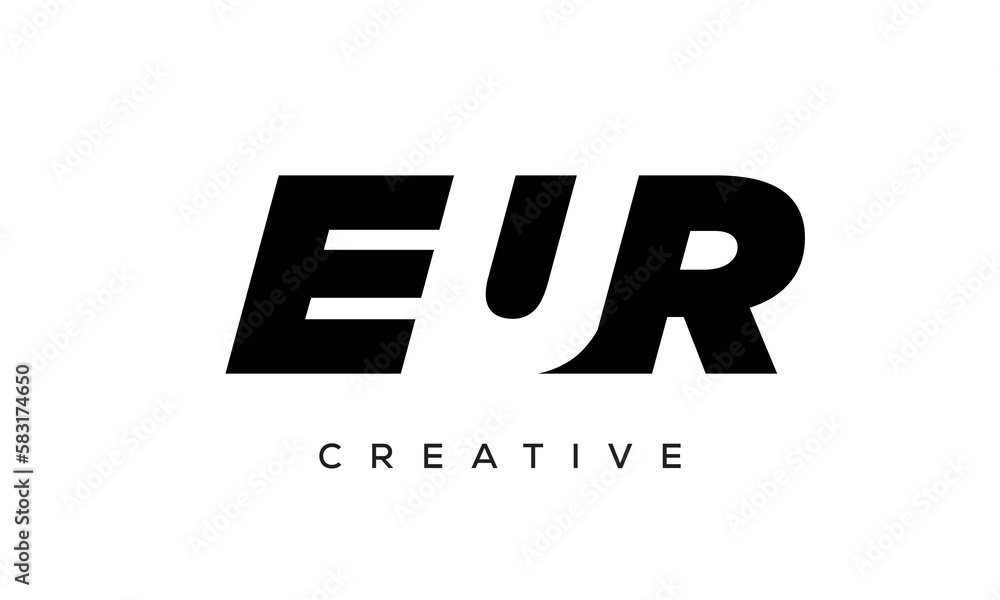 EUR letters negative space logo design. creative typography monogram vector	