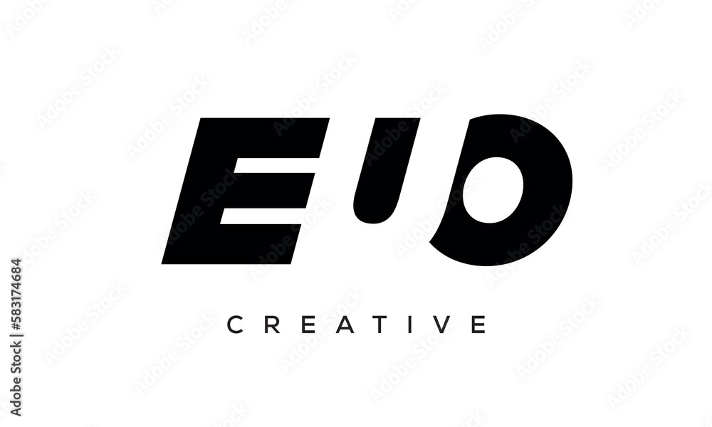 EUO letters negative space logo design. creative typography monogram vector	