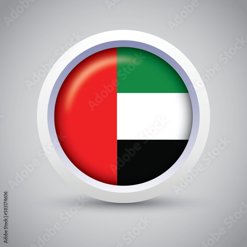 Free Download United Arab Emirates Flag Glossy Button on Gray Background. Vector Round Flat Icon - GFXLoad