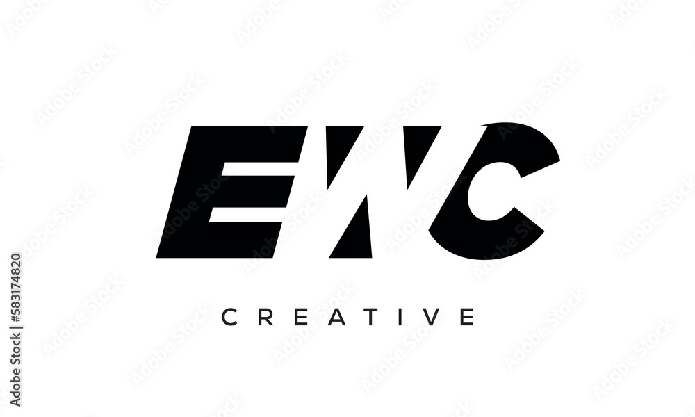 EWC letters negative space logo design. creative typography monogram vector	