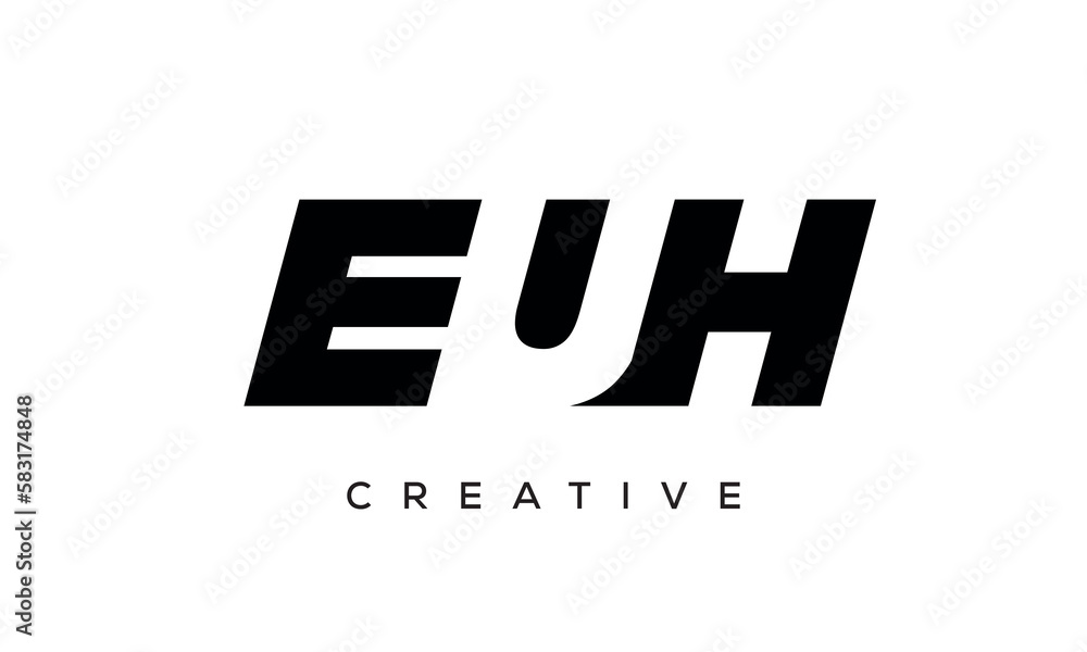 EUH letters negative space logo design. creative typography monogram vector	