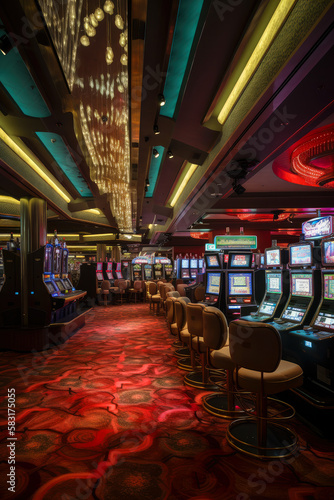 interior of elite luxury vip casino, illustration, ai generative