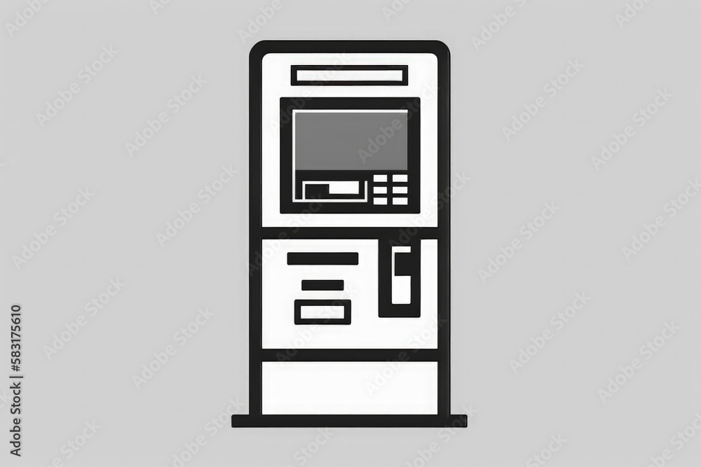 Bank ATM illustration, investment and money saving concept, white background. Generative AI Bank ATM illustration, investment and money saving concept, white background. Generative AI