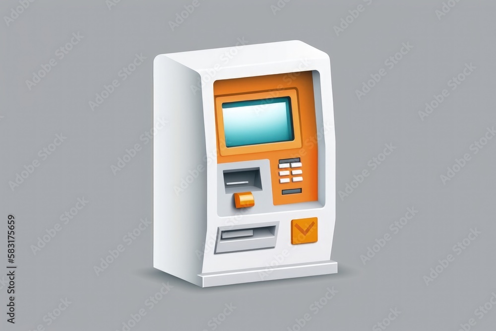 Bank ATM illustration, investment and money saving concept, white background. Generative AI Bank ATM illustration, investment and money saving concept, white background. Generative AI