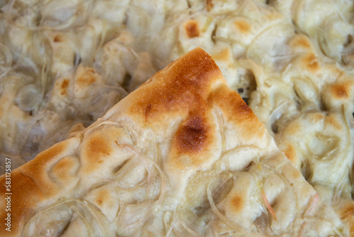 genoese dumpling typical Ligurian focaccia with different flavors and ingredients photo