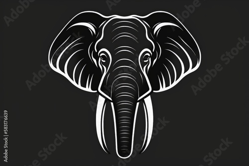 Elephant head illustration, cartoon style. Generative AI