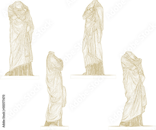 Vector sketch of a classic headless statue